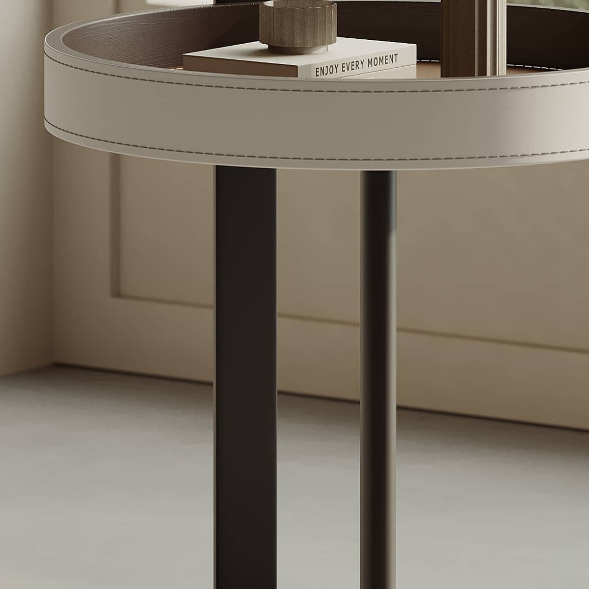 Sleek Carbon Steel Tea Table with Stylish Faux Leather Surface - Modern Design hxj-2705