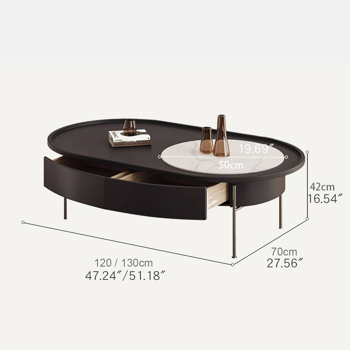 Eco-Friendly Pine Wood Tea Table with Sintered Stone & Stainless Steel hxj-2709