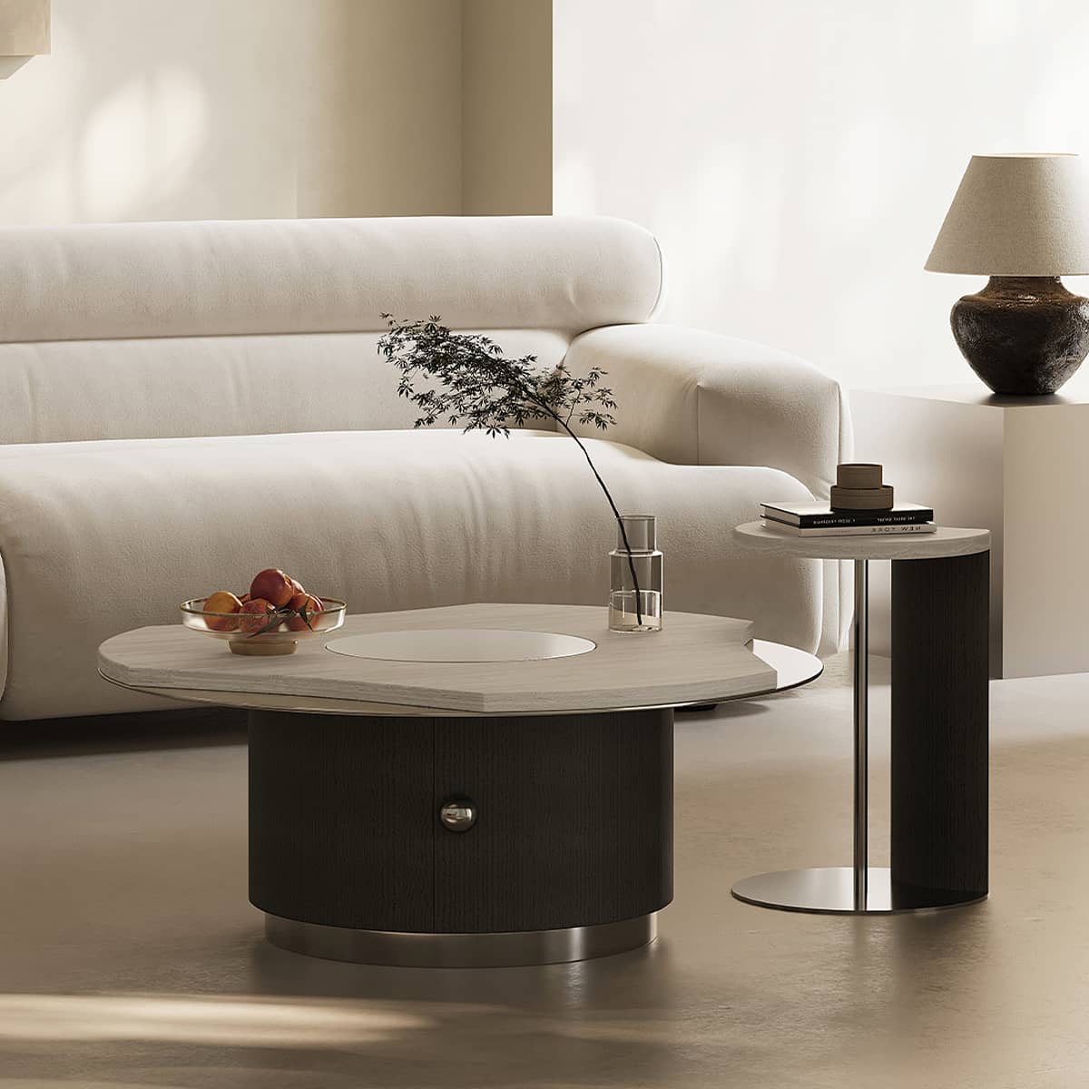 Stainless Steel Marble Tea Table - Elegant & Durable Design for Modern Living Spaces hxj-2721