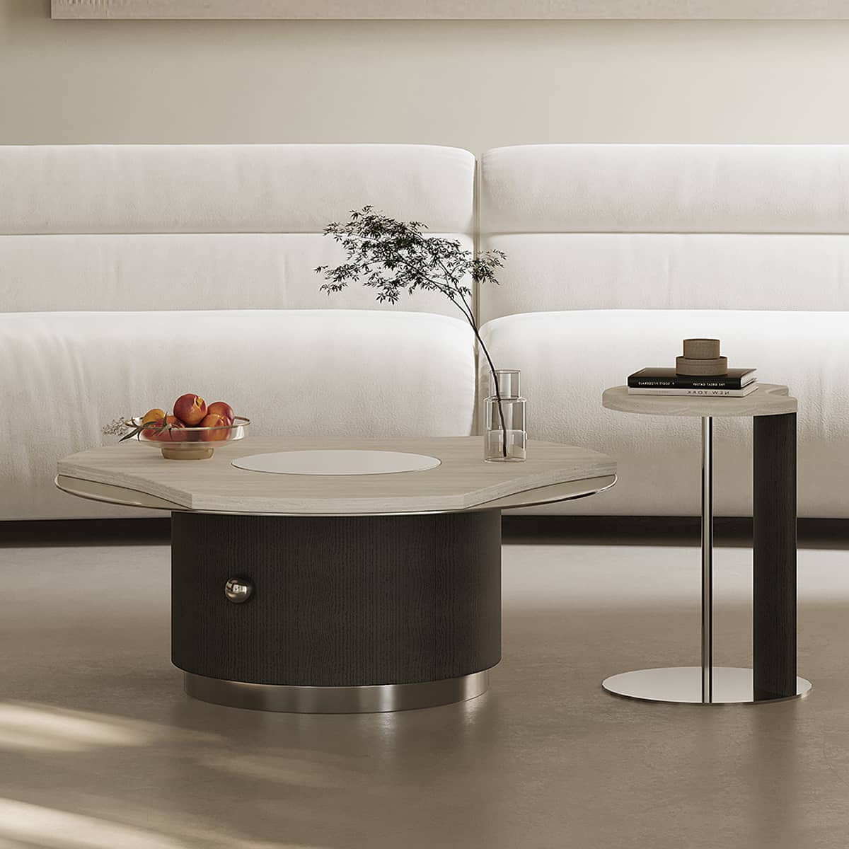 Stainless Steel Marble Tea Table - Elegant & Durable Design for Modern Living Spaces hxj-2721