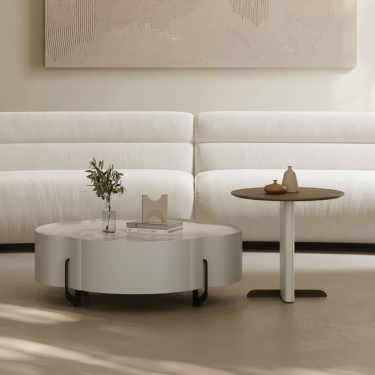 Modern Tea Table | Carbon Steel Frame & Sintered Stone Top | Stylish Living Room Furniture hxj-2724