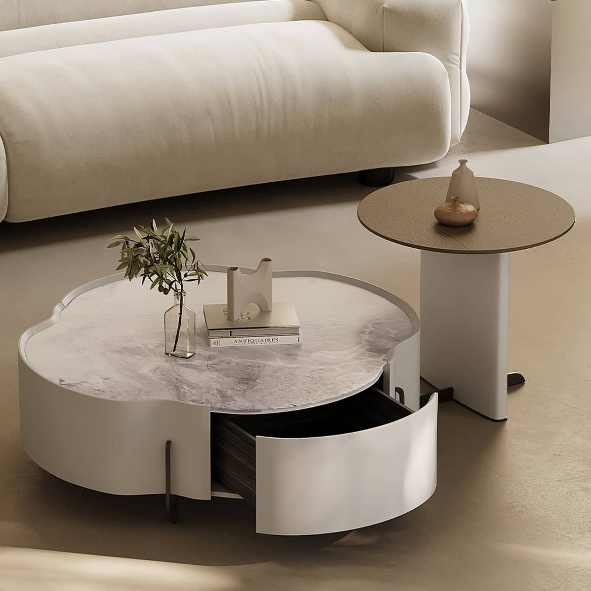 Modern Tea Table | Carbon Steel Frame & Sintered Stone Top | Stylish Living Room Furniture hxj-2724