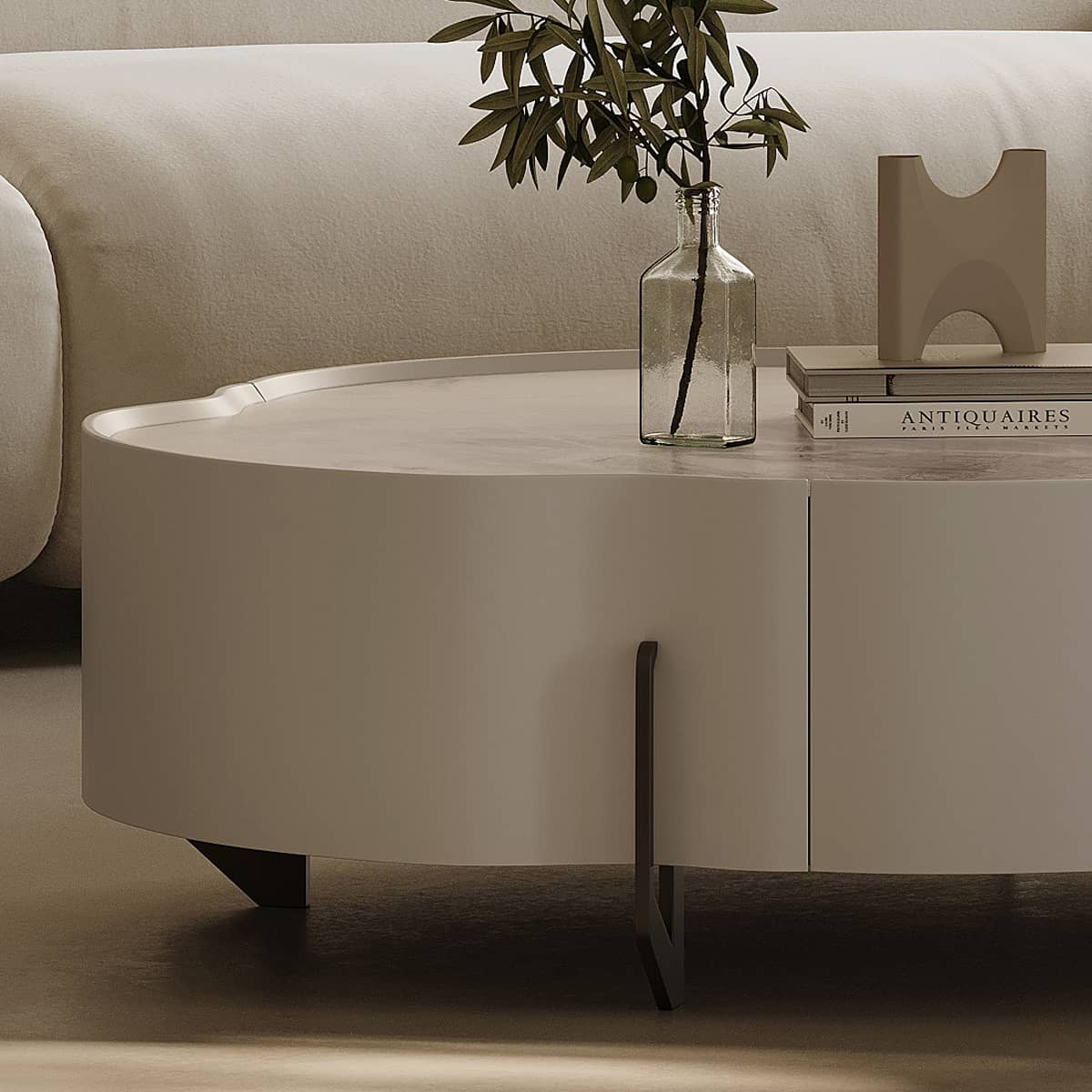 Modern Tea Table | Carbon Steel Frame & Sintered Stone Top | Stylish Living Room Furniture hxj-2724