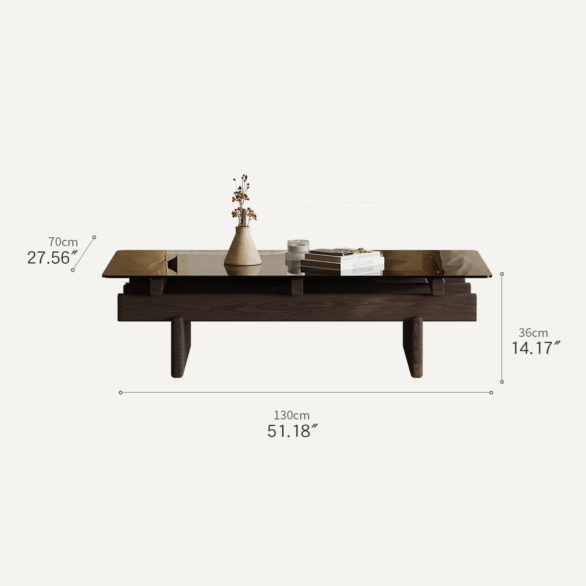 Solid Wood and Tempered Glass Tea Table - Elegant Design for Modern Living Spaces hxj-2725