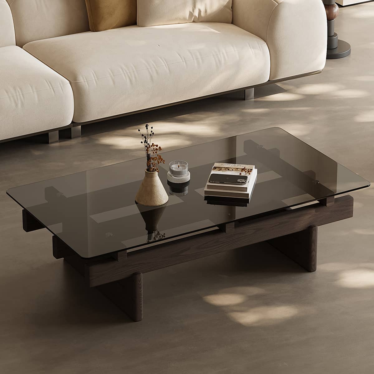 Solid Wood and Tempered Glass Tea Table - Elegant Design for Modern Living Spaces hxj-2725