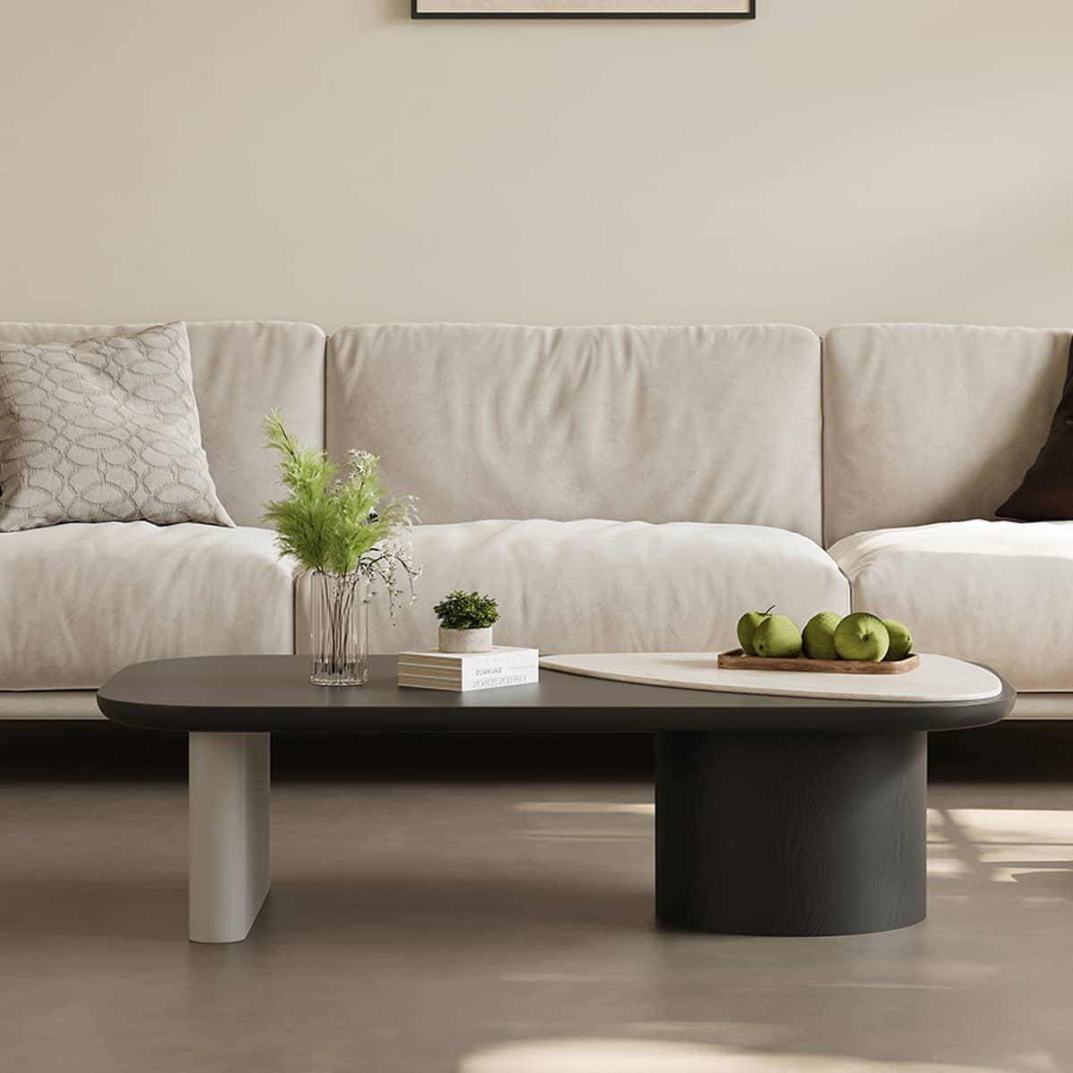 Sleek Sintered Stone Tea Table with Durable Carbon Steel Frame hxj-2726