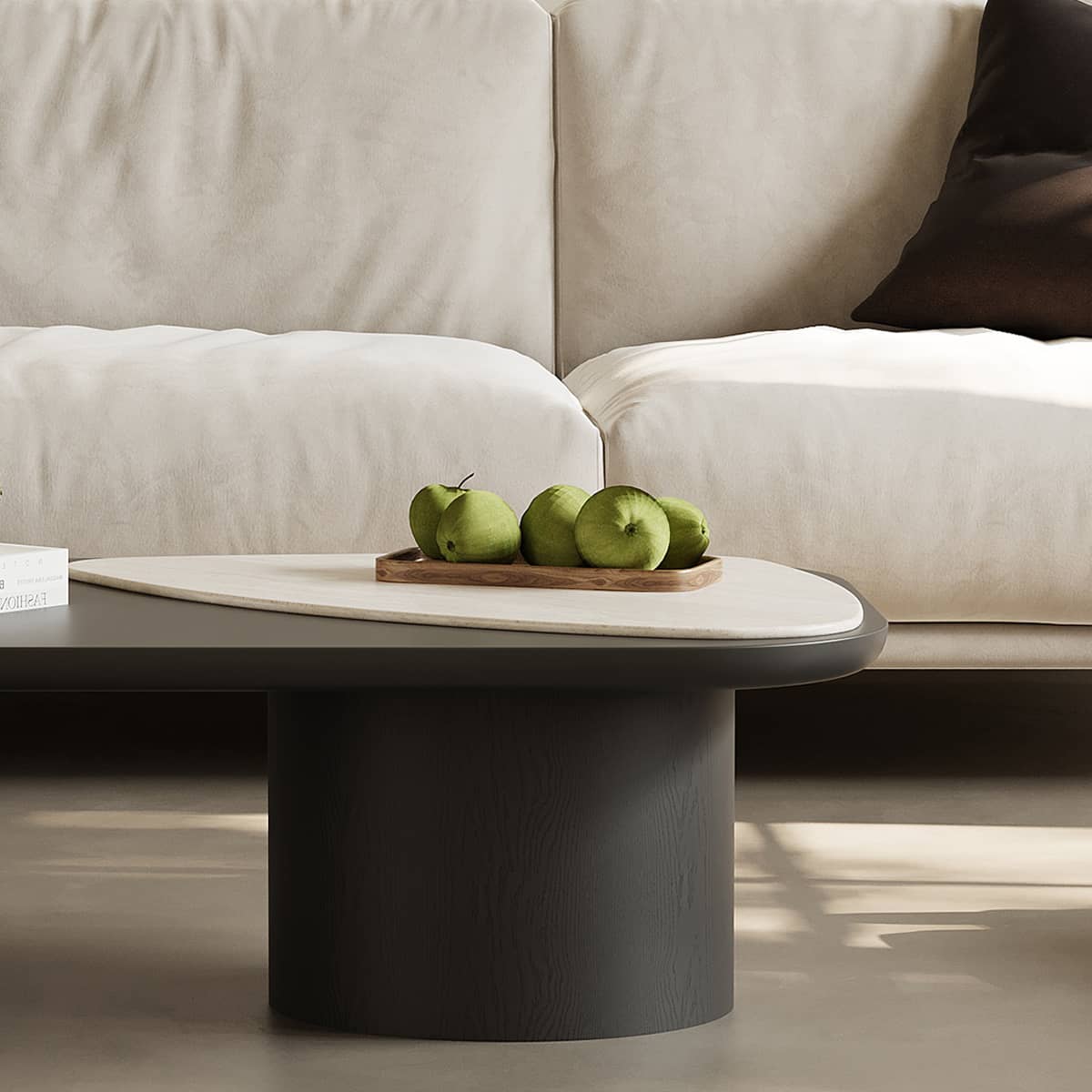 Sleek Sintered Stone Tea Table with Durable Carbon Steel Frame hxj-2726