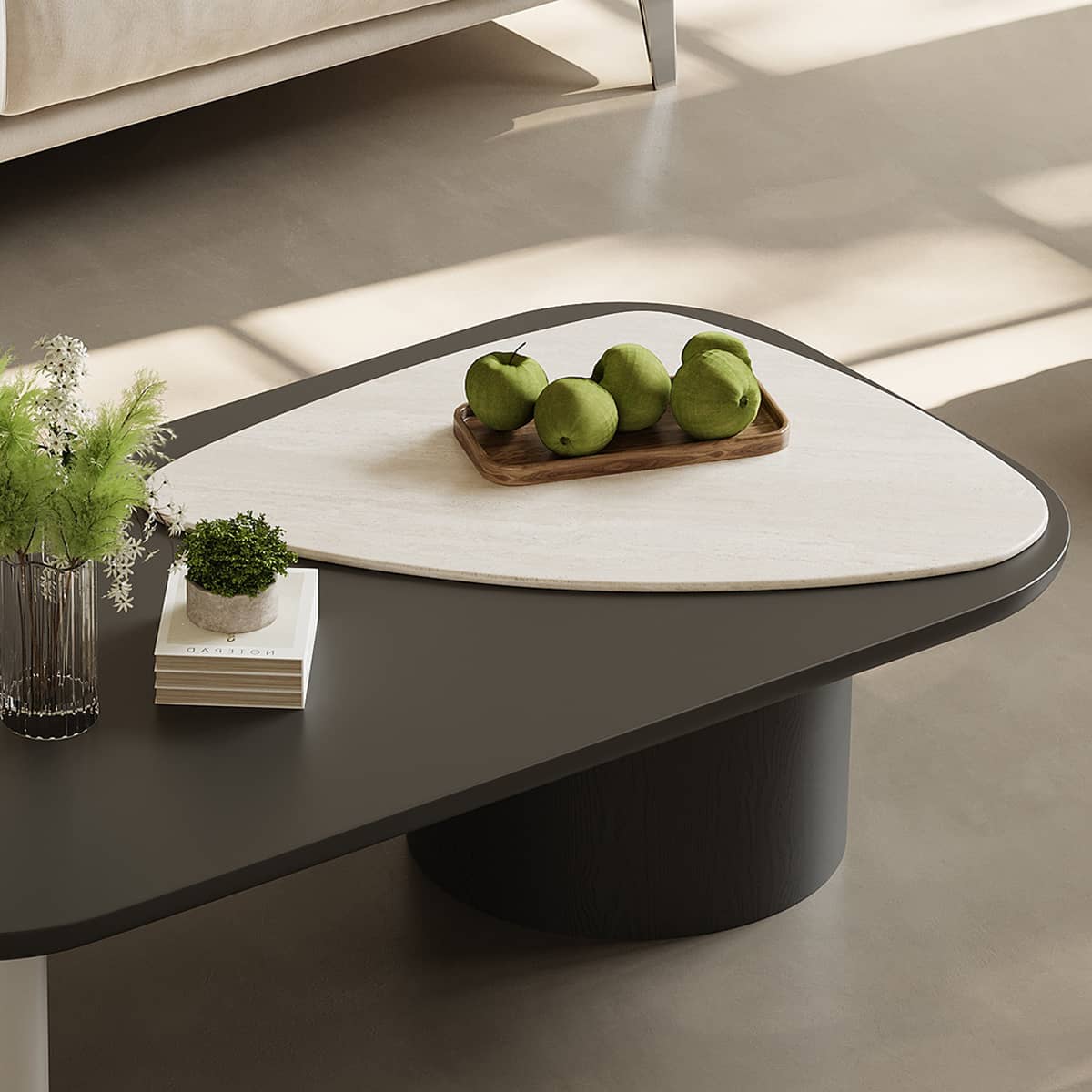 Sleek Sintered Stone Tea Table with Durable Carbon Steel Frame hxj-2726