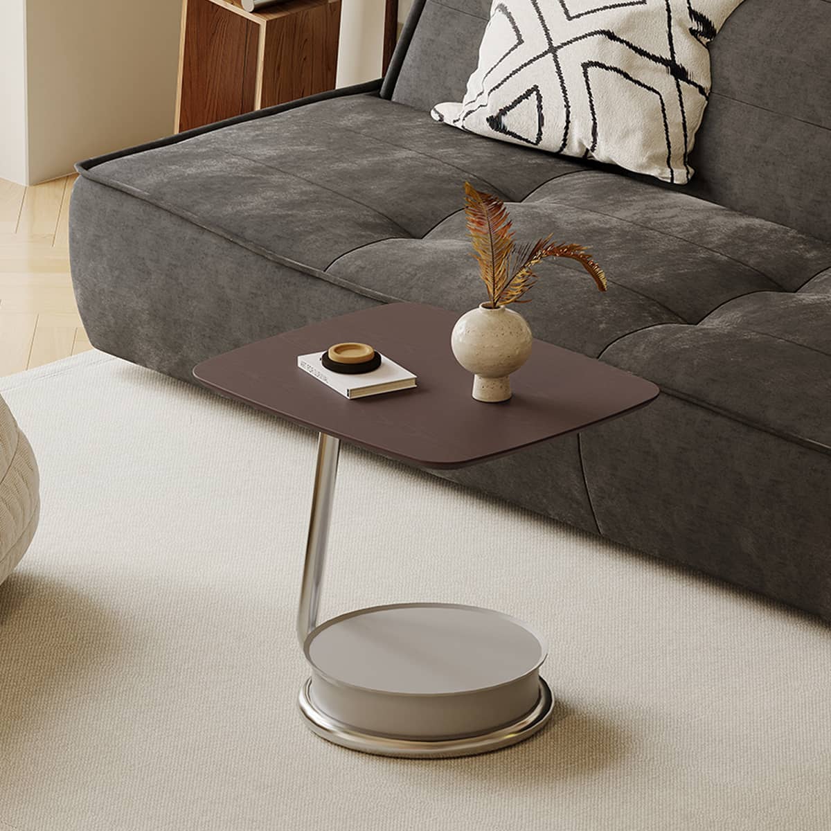 Stylish Faux Leather Stainless Steel Tea Table - Modern Design for Elegant Living Spaces hxj-2728