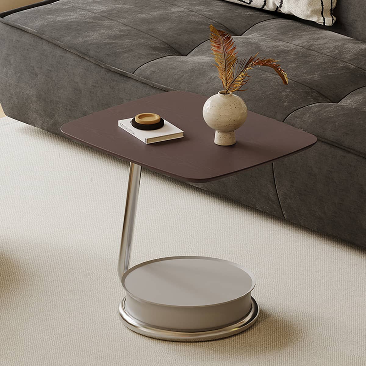 Stylish Faux Leather Stainless Steel Tea Table - Modern Design for Elegant Living Spaces hxj-2728