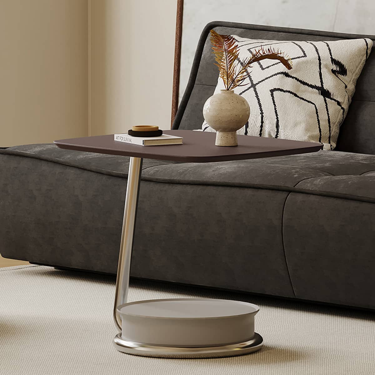 Stylish Faux Leather Stainless Steel Tea Table - Modern Design for Elegant Living Spaces hxj-2728