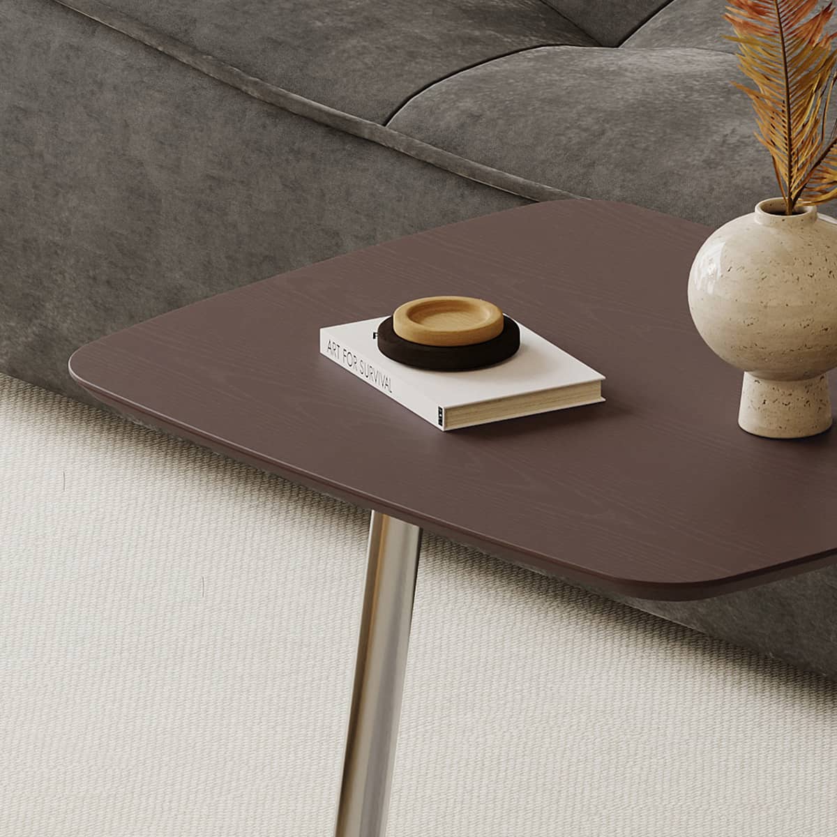 Stylish Faux Leather Stainless Steel Tea Table - Modern Design for Elegant Living Spaces hxj-2728