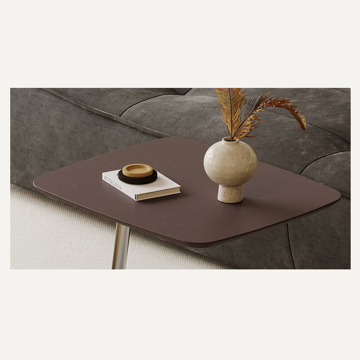 Stylish Faux Leather Stainless Steel Tea Table - Modern Design for Elegant Living Spaces hxj-2728