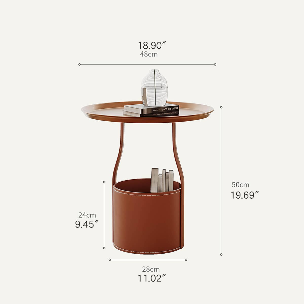 Modern Carbon Steel Tea Table with Faux Leather Finish hxj-2731