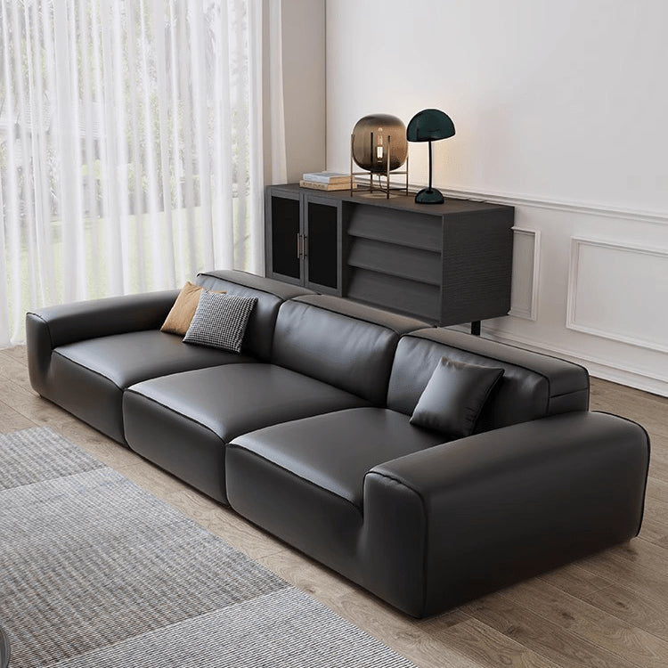 Elegantly Modern Black Gray Orange Sofa with Pine Wood Frame and Cotton Faux Leather Finish hxl-1263