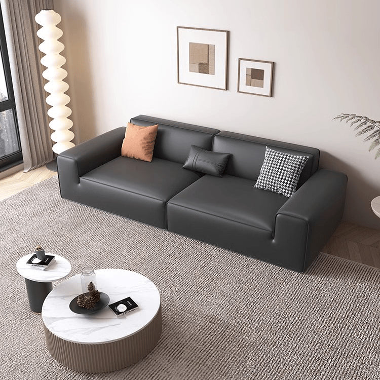 Elegantly Modern Black Gray Orange Sofa with Pine Wood Frame and Cotton Faux Leather Finish hxl-1263