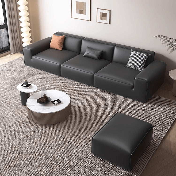 Elegantly Modern Black Gray Orange Sofa with Pine Wood Frame and Cotton Faux Leather Finish hxl-1263