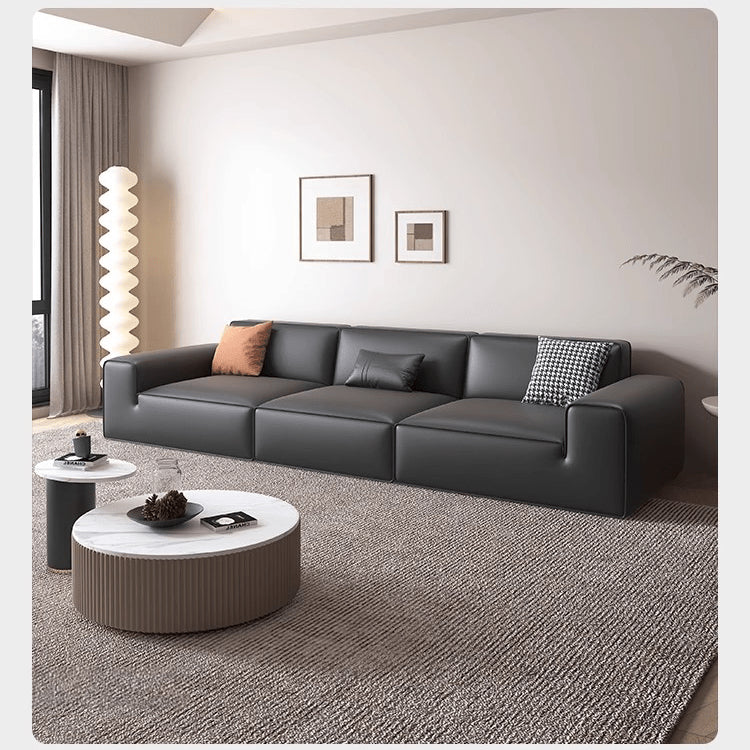 Elegantly Modern Black Gray Orange Sofa with Pine Wood Frame and Cotton Faux Leather Finish hxl-1263