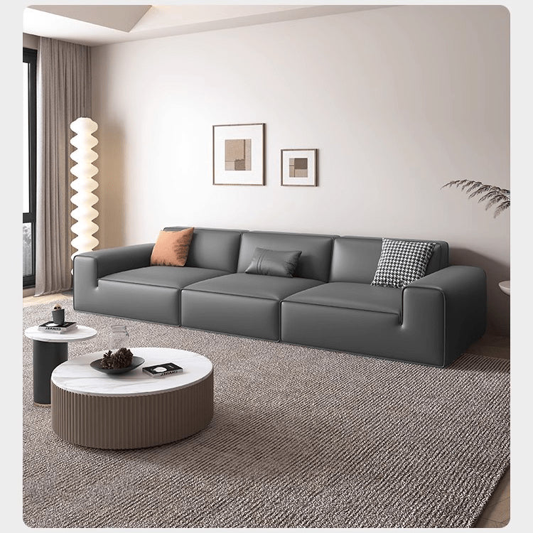 Elegantly Modern Black Gray Orange Sofa with Pine Wood Frame and Cotton Faux Leather Finish hxl-1263