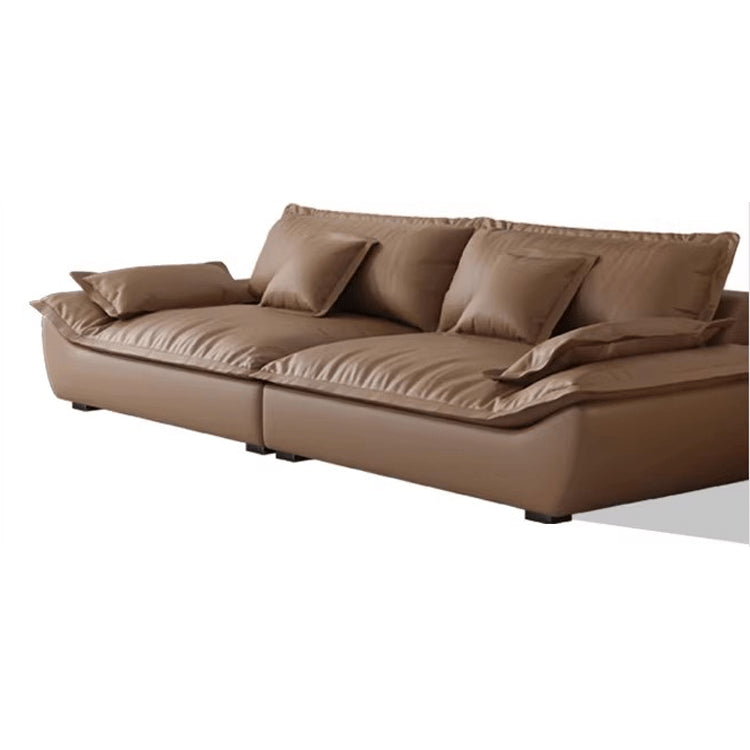 Luxurious Dark Brown and Light Beige Sofa with Black Pine Wood Frame - Down-Filled Cotton and Faux Leather Upholstery hxl-1265