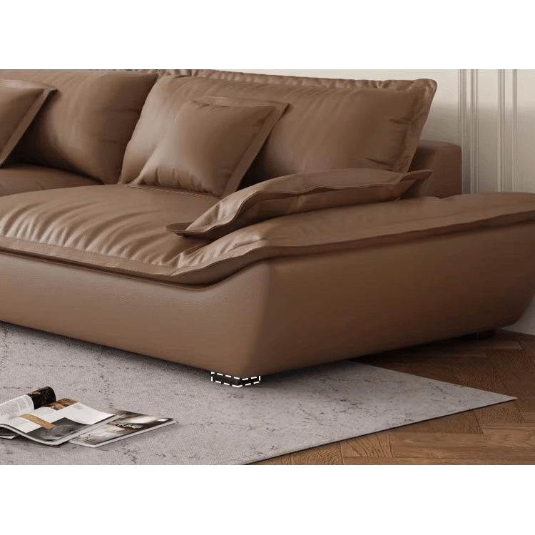 Luxurious Dark Brown and Light Beige Sofa with Black Pine Wood Frame - Down-Filled Cotton and Faux Leather Upholstery hxl-1265