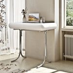 Sleek Modern Makeup Table with Round Mirror and Stylish Stool - Multi-Layer Design for Ultimate Vanity Experience hxy-5159