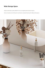 Sleek Modern Makeup Table with Round Mirror and Stylish Stool - Multi-Layer Design for Ultimate Vanity Experience hxy-5159