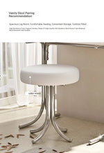Sleek Modern Makeup Table with Round Mirror and Stylish Stool - Multi-Layer Design for Ultimate Vanity Experience hxy-5159