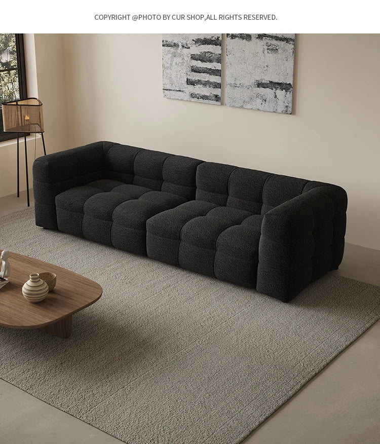 Modern Faux Lambswool Sofa - Stylish Pine & Oak Design for Chic Living Rooms hxy-5160