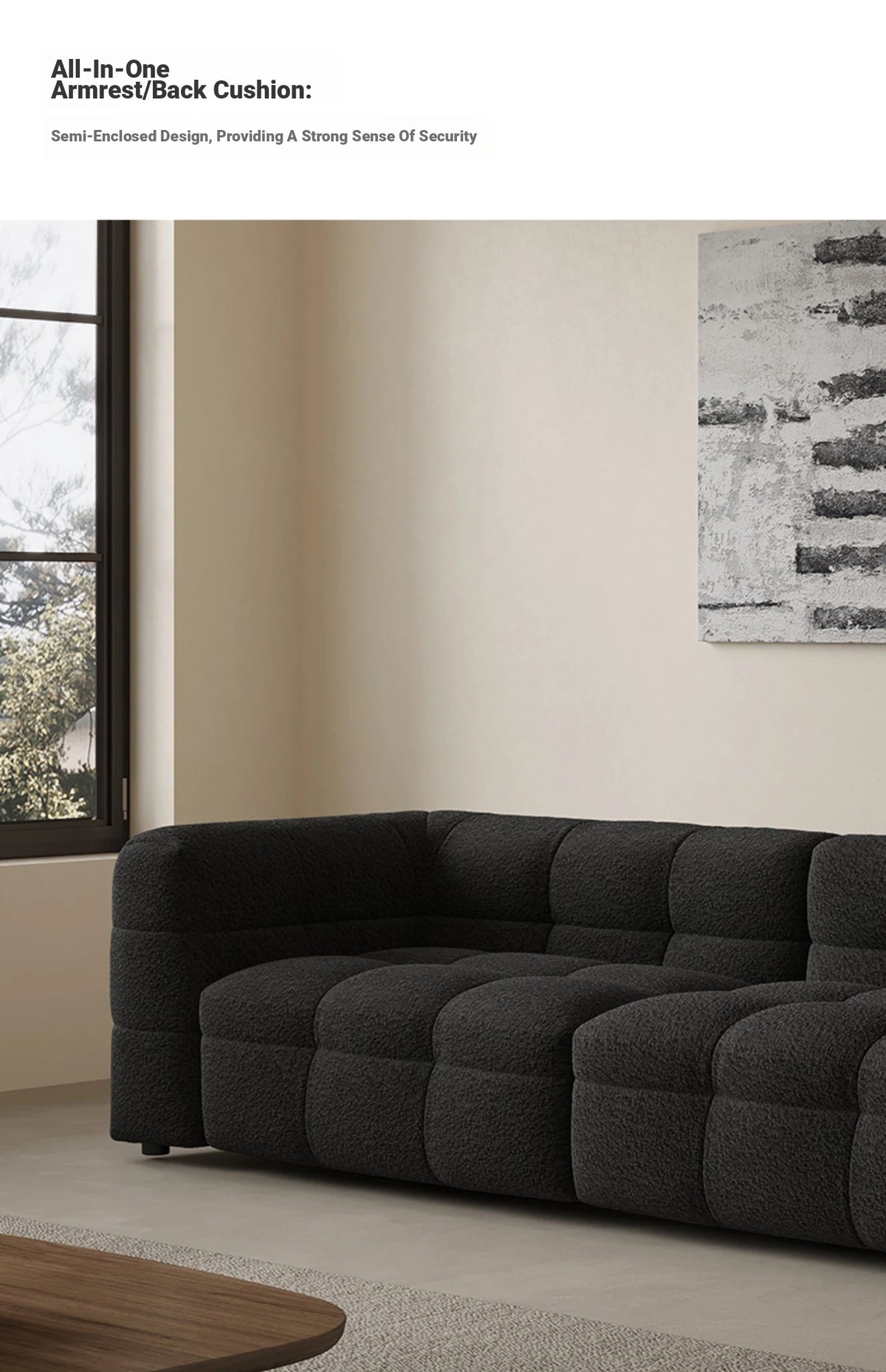 Modern Faux Lambswool Sofa - Stylish Pine & Oak Design for Chic Living Rooms hxy-5160