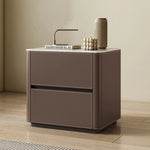 Stylish Ceramic Sintered Stone Bedside Cupboard with Sleek Synthetic Leather Finish - Modern Nightstand for Bedroom Storage hxy-5161