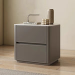 Stylish Ceramic Sintered Stone Bedside Cupboard with Sleek Synthetic Leather Finish - Modern Nightstand for Bedroom Storage hxy-5161