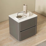 Stylish Ceramic Sintered Stone Bedside Cupboard with Sleek Synthetic Leather Finish - Modern Nightstand for Bedroom Storage hxy-5161