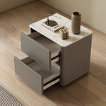 Stylish Ceramic Sintered Stone Bedside Cupboard with Sleek Synthetic Leather Finish - Modern Nightstand for Bedroom Storage hxy-5161