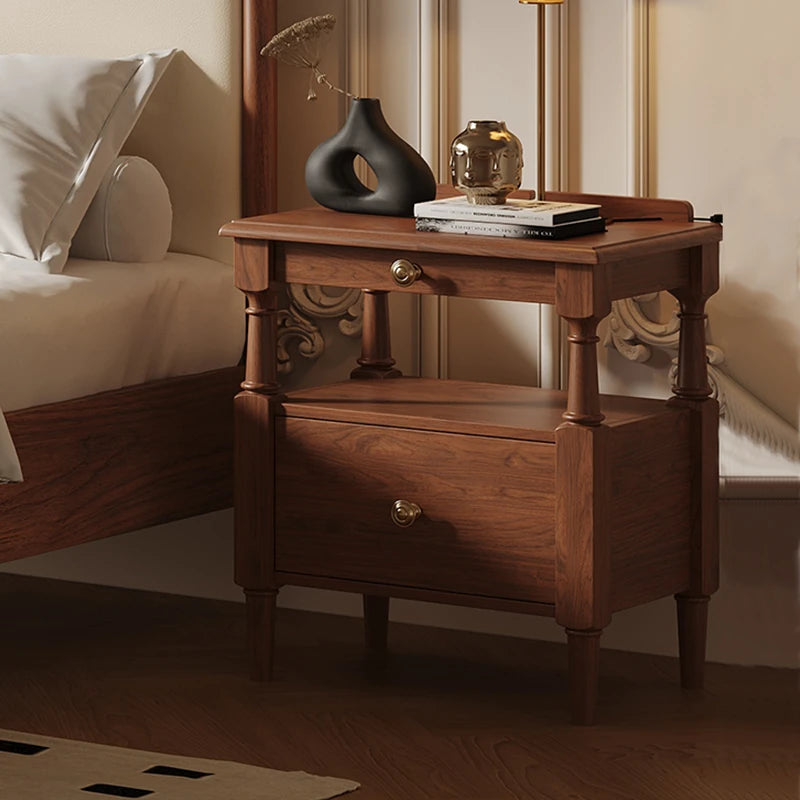 Elegant Ash Wood Bedside Cupboard with Drawer - Charming Nightstand for Bedroom Decor hxy-5163