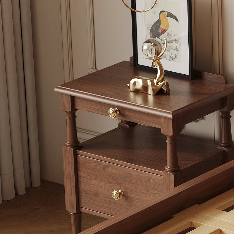 Elegant Ash Wood Bedside Cupboard with Drawer - Charming Nightstand for Bedroom Decor hxy-5163