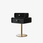 Stylish PU Leather and Solid Wood Bedside Cupboard with Elegant Gold Base – Modern Nightstand Storage Solution hxy-5165