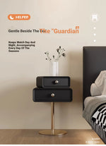 Stylish PU Leather and Solid Wood Bedside Cupboard with Elegant Gold Base – Modern Nightstand Storage Solution hxy-5165