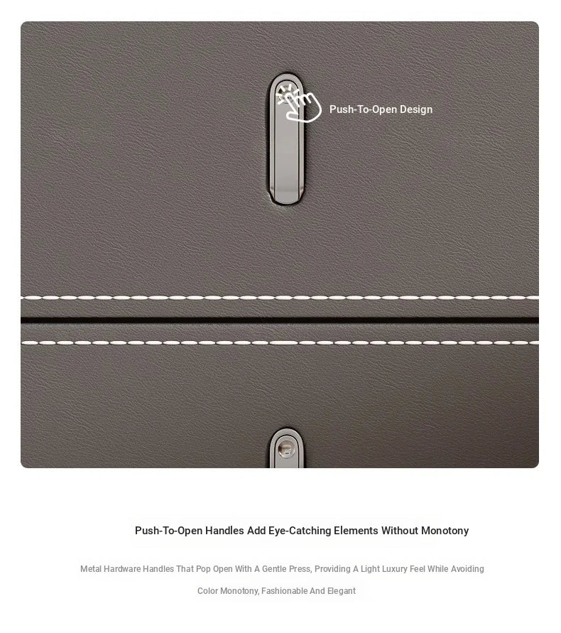 Stylish Bedside Cupboard with Ceramic Sintered Stone and Solid Wood - 3 Drawer Nightstand in Synthetic Leather Finish hxy-5166