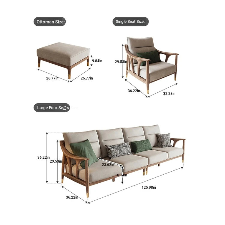 Stylish Ash Wood Sofa with Faux Leather Upholstery – Modern Comfort and Elegance for Your Living Room hyc-3113