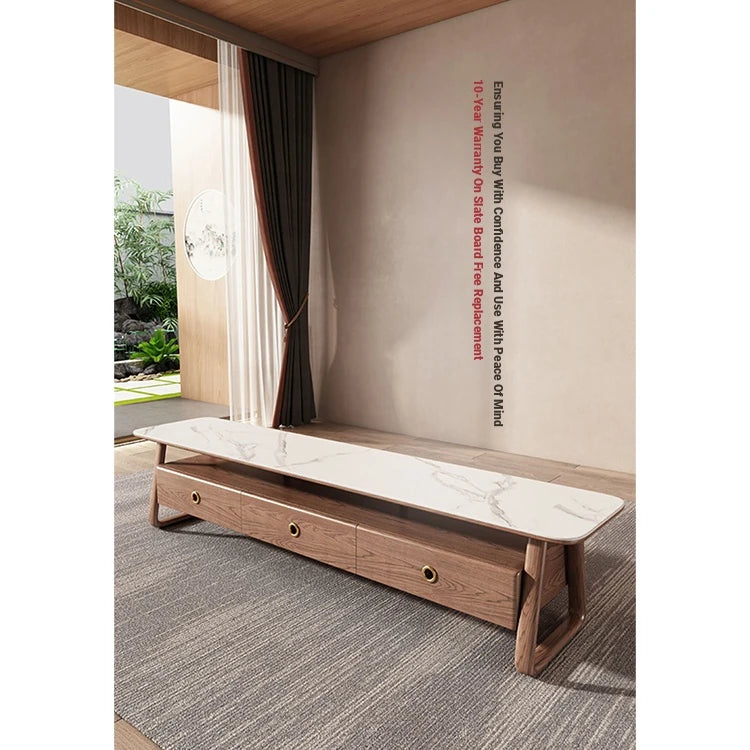 Elegant Ash Wood TV Cabinet with Sintered Stone Top – Modern Home Entertainment Solution hyc-3114