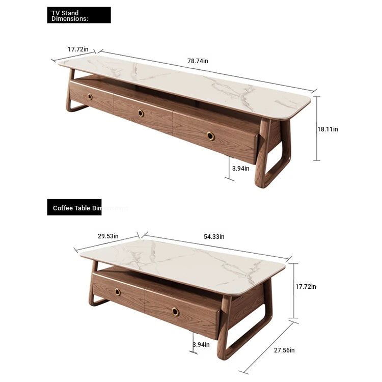 Elegant Ash Wood TV Cabinet with Sintered Stone Top – Modern Home Entertainment Solution hyc-3114