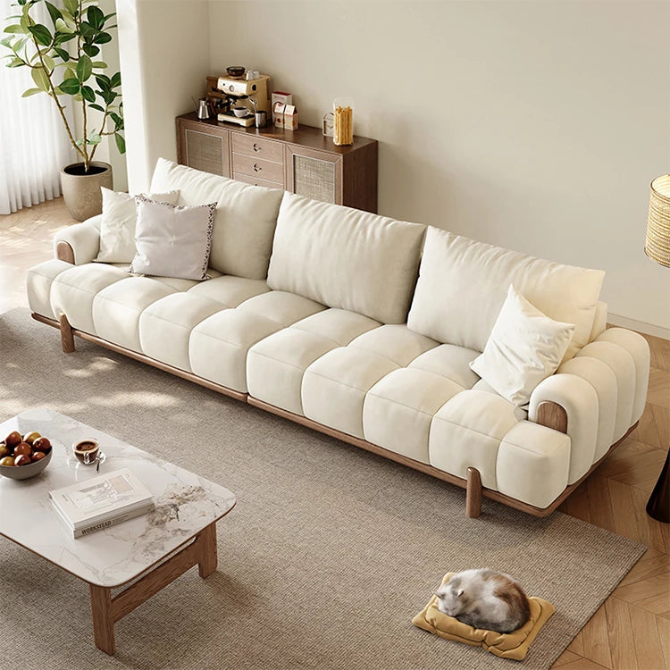 Stylish Ash Wood and Faux Leather Sofa - Modern Elegance for Your Living Room hyc-3115