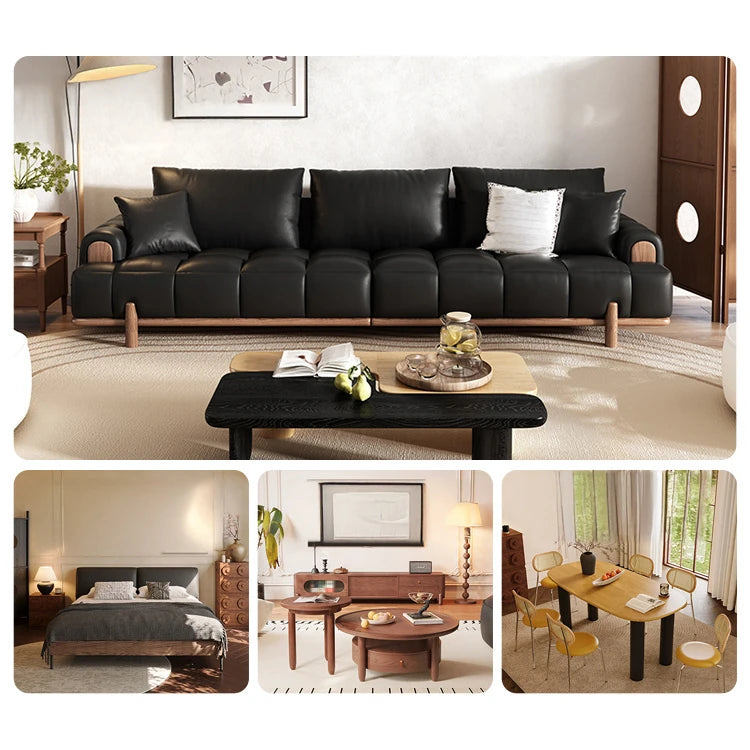 Stylish Ash Wood and Faux Leather Sofa - Modern Elegance for Your Living Room hyc-3115