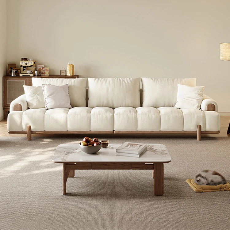 Stylish Ash Wood and Faux Leather Sofa - Modern Elegance for Your Living Room hyc-3115