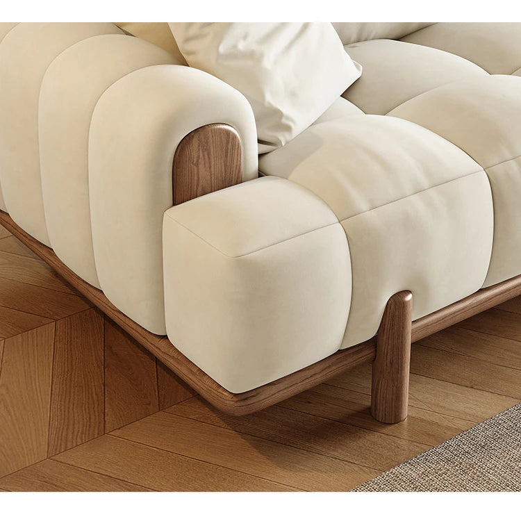 Stylish Ash Wood and Faux Leather Sofa - Modern Elegance for Your Living Room hyc-3115
