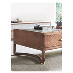 Stylish Ash Wood Coffee Table with Sintered Stone Top and Storage Drawers - Modern Living Room Furniture hyc-3116