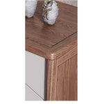 Elegant Ash Wood Nightstand with Dual Drawers and Gold Accents – Modern Bedroom Storage Solution hyc-3119