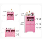 Stylish Pink Solid Wood Cabinet with Tempered Glass Display Shelves hyj-2298