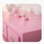 Stylish Pink Solid Wood Cabinet with Tempered Glass Display Shelves hyj-2298